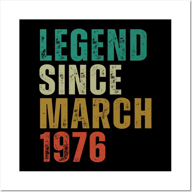 Legend Since march 1976 Awesome Retro Vintage Birthday Years Old Gift Wall Art by yalp.play